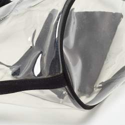 Prada Black/Clear PVC and Canvas Logo Beach Tote