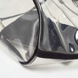 Prada Black/Clear PVC and Canvas Logo Beach Tote