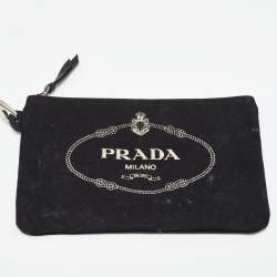 Prada Black/Clear PVC and Canvas Logo Beach Tote