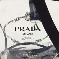 Prada Black/Clear PVC and Canvas Logo Beach Tote