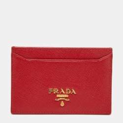 Prada Red Saffiano Leather Card Holder