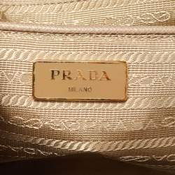Pre Owned Prada Beige/White Saffiano Lux Leather Open Tote