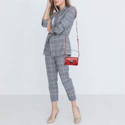 Pre Owned Prada Red Saffiano Lux Leather Mini Sound Flap Crossbody Bag