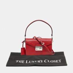 Pre Owned Prada Red Saffiano Lux Leather Mini Sound Flap Crossbody Bag