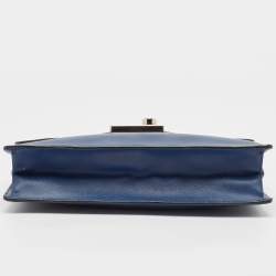 Prada Blue Saffiano Lux Leather Sound Clutch