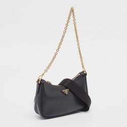 Pre Owned Prada Black Saffiano Lux Leather Mini Re-edition Bag