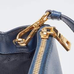 Prada Blue Saffiano Lux Leather Medium Double Zip Tote