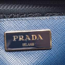 Prada Blue Saffiano Lux Leather Medium Double Zip Tote