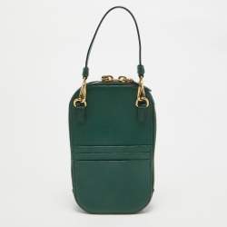 Prada Green Leather Phone Crossbody Bag