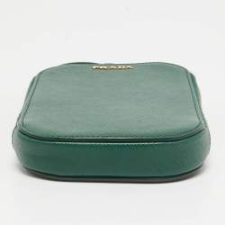 Prada Green Leather Phone Crossbody Bag