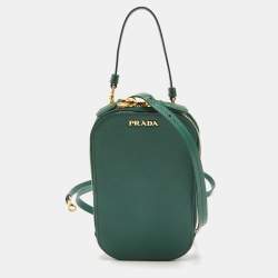 Prada Green Leather Phone Crossbody Bag