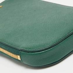 Prada Green Leather Phone Crossbody Bag