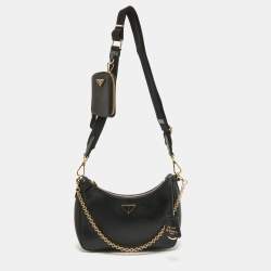 Prada Black Saffiano Lux Leather Nylon Re-Edition 2005 Bag