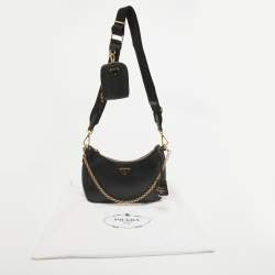 Prada Black Saffiano Lux Leather Nylon Re-Edition 2005 Bag