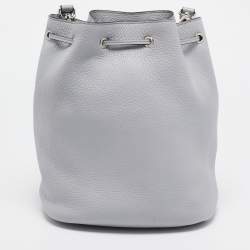 Prada Grey Vitello Daino Soft Leather Bucket Bag