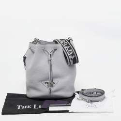 Prada Grey Vitello Daino Soft Leather Bucket Bag