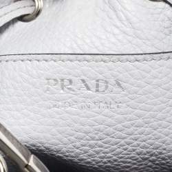 Prada Grey Vitello Daino Soft Leather Bucket Bag