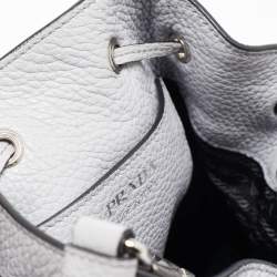 Prada Grey Vitello Daino Soft Leather Bucket Bag