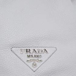 Prada Grey Vitello Daino Soft Leather Bucket Bag