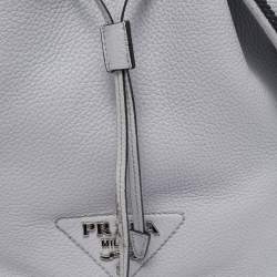 Prada Grey Vitello Daino Soft Leather Bucket Bag