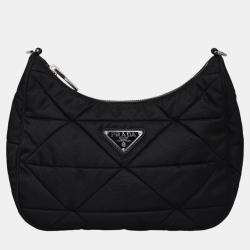 Prada Black Nylon Triangle Padded Shoulder Bag 
