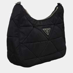 Prada Black Nylon Triangle Padded Shoulder Bag 