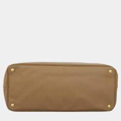 Pre Owned Prada Light brown Saffiano Leather Large Double Zip Tote Bag