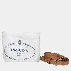 Prada Brown Raffia Arqué Shoulder Bag