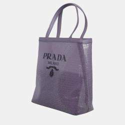 Prada Lilac Mesh Nylon and Sequin Small Lily Tote Bag