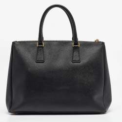 Prada Black Saffiano Lux Leather Large Double Zip Tote