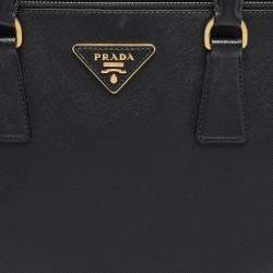 Prada Black Saffiano Lux Leather Large Double Zip Tote