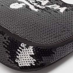 Prada Black Satin and Sequins Small Cleo Hobo