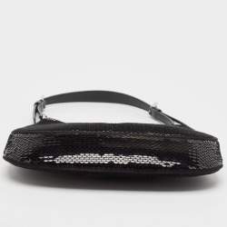 Prada Black Satin and Sequins Small Cleo Hobo
