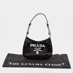 Prada Black Satin and Sequins Small Cleo Hobo