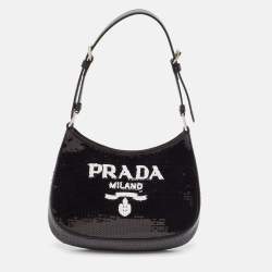 Prada Black Satin and Sequins Small Cleo Hobo