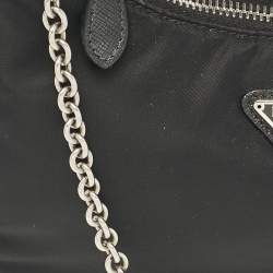 Prada Black Nylon and Saffiano Leather Re-Edition 2005 Shoulder Bag