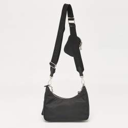 Prada Black Nylon and Saffiano Leather Re-Edition 2005 Shoulder Bag