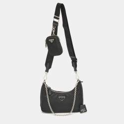 Prada Black Nylon and Saffiano Leather Re-Edition 2005 Shoulder Bag