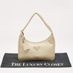 Pre Owned Prada Beige Re-Nylon Re-Edition 2000 Baguette Bag