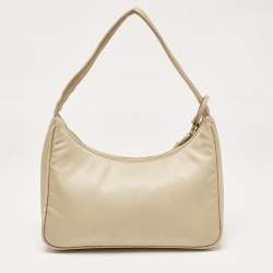 Pre Owned Prada Beige Re-Nylon Re-Edition 2000 Baguette Bag