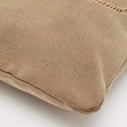 Pre Owned Prada Beige Canvas Jacquard Logo Crossbody Bag