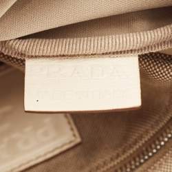 Pre Owned Prada Beige Canvas Jacquard Logo Crossbody Bag
