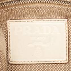 Pre Owned Prada Beige Canvas Jacquard Logo Crossbody Bag