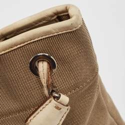 Pre Owned Prada Beige Canvas Jacquard Logo Crossbody Bag