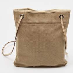 Pre Owned Prada Beige Canvas Jacquard Logo Crossbody Bag