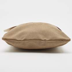 Pre Owned Prada Beige Canvas Jacquard Logo Crossbody Bag