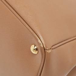 Pre Owned Prada Brown Saffiano Leather Large Double Zip Tote