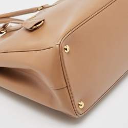 Pre Owned Prada Brown Saffiano Leather Large Double Zip Tote