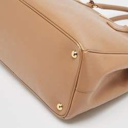 Pre Owned Prada Brown Saffiano Leather Large Double Zip Tote