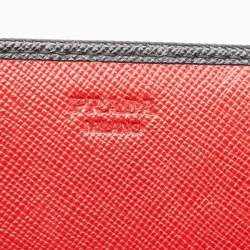 Pre Owned Prada Black Saffiano Metal Leather Flap Continental Wallet